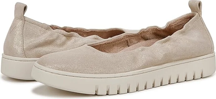 VIONIC Uptown Ballet Slip-ons Women's Flat Shoes Soft Gold Leather : 7.5 M