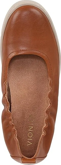VIONIC Uptown Ballet Slip-ons Women's Flat Shoes Tan Brown Leather : 11 M - Image 2