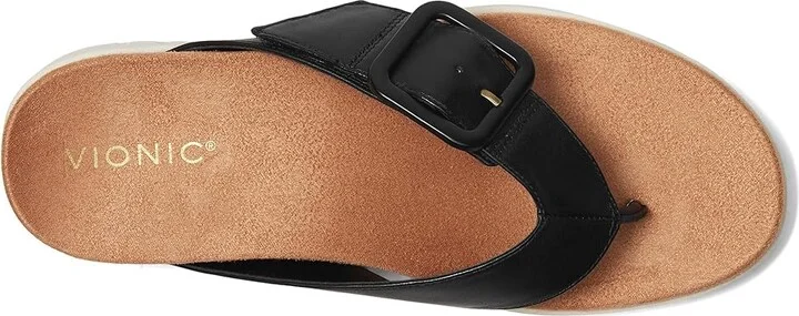 VIONIC Uptown Marin Women's Wedge Shoes Black Leather : 5 W - Image 2