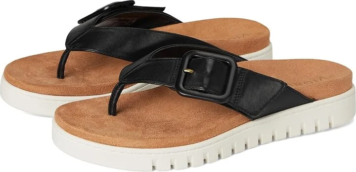 VIONIC Uptown Marin Women's Wedge Shoes Black Leather : 5 W