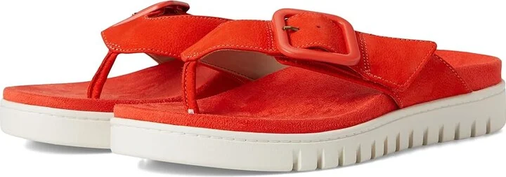 VIONIC Uptown Marin Women's Wedge Shoes Cherry Tomato Nubuck : 9 W, Leather
