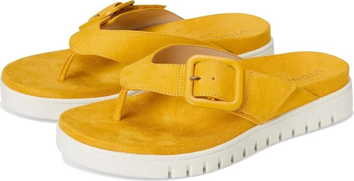 VIONIC Uptown Marin Women's Wedge Shoes Daffodil Nubuck : 8 W, Leather