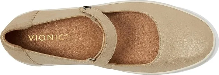 VIONIC Uptown Mary Jane Women's Flat Shoes Gold Suede : 12 M - Image 2