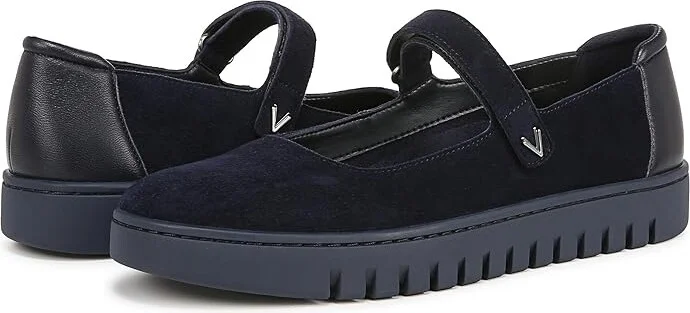 VIONIC Uptown Mary Jane Women's Flat Shoes Navy Blazer Suede : 9.5 M