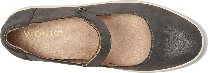 VIONIC Uptown Mary Jane Women's Flat Shoes Silver Suede : 11 M - Image 2