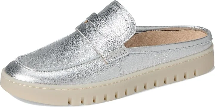 VIONIC Uptown Mule 2 Women's Flat Shoes Silver : 9.5 W, Leather - Image 5