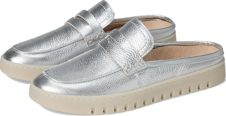VIONIC Uptown Mule 2 Women's Flat Shoes Silver : 9.5 W, Leather
