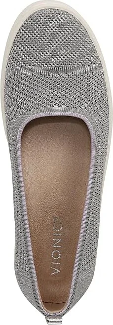 VIONIC Uptown Skimmer Knit Slip-ons Women's Flat Shoes Light Grey Fabric : 11 W, Leather/Microfiber/Polyester - Image 2