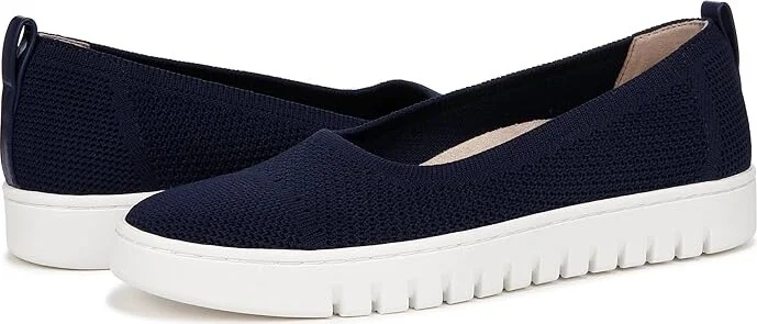 VIONIC Uptown Skimmer Knit Slip-ons Women's Flat Shoes Navy Blue Fabric : 9 W, Leather/Microfiber/Polyester