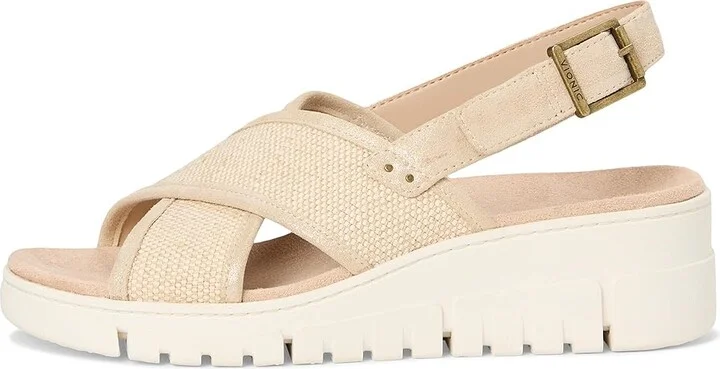 VIONIC Uptown Sonoma Women's Wedge Shoes Beige Canvas : 6 W, Leather - Image 6
