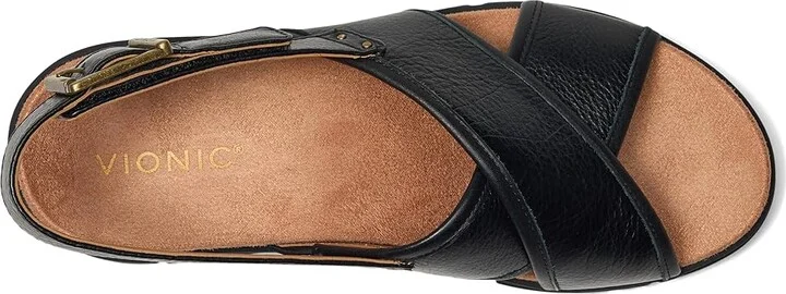 VIONIC Uptown Sonoma Women's Wedge Shoes Black Leather : 5 W - Image 2