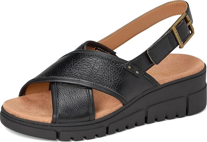 VIONIC Uptown Sonoma Women's Wedge Shoes Black Leather : 5 W - Image 5