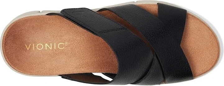 VIONIC Uptown Sunset Women's Wedge Shoes Black Leather : 8 W - Image 2