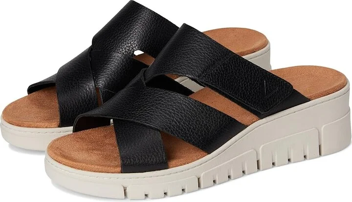 VIONIC Uptown Sunset Women's Wedge Shoes Black Leather : 8 W