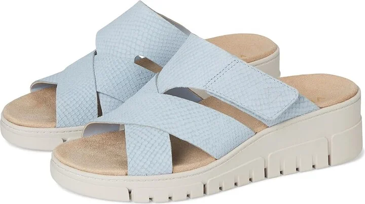 VIONIC Uptown Sunset Women's Wedge Shoes Blue Mist Nubuck : 10 W, Leather