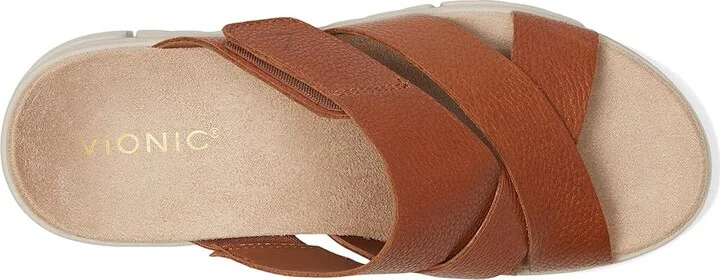 VIONIC Uptown Sunset Women's Wedge Shoes Brown Leather : 6 W - Image 2