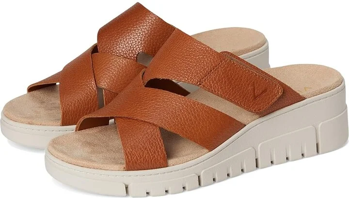 VIONIC Uptown Sunset Women's Wedge Shoes Brown Leather : 6 W