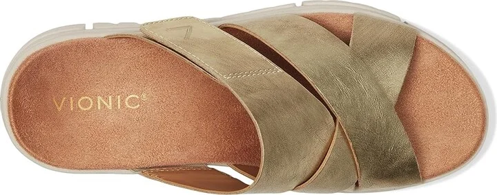 VIONIC Uptown Sunset Women's Wedge Shoes Gold Leather : 5 W - Image 2