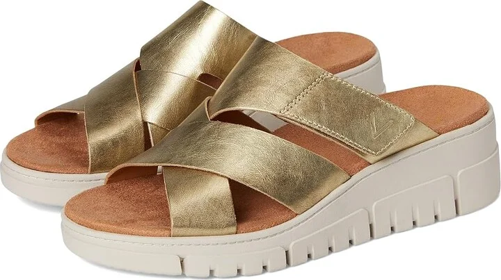 VIONIC Uptown Sunset Women's Wedge Shoes Gold Leather : 5 W