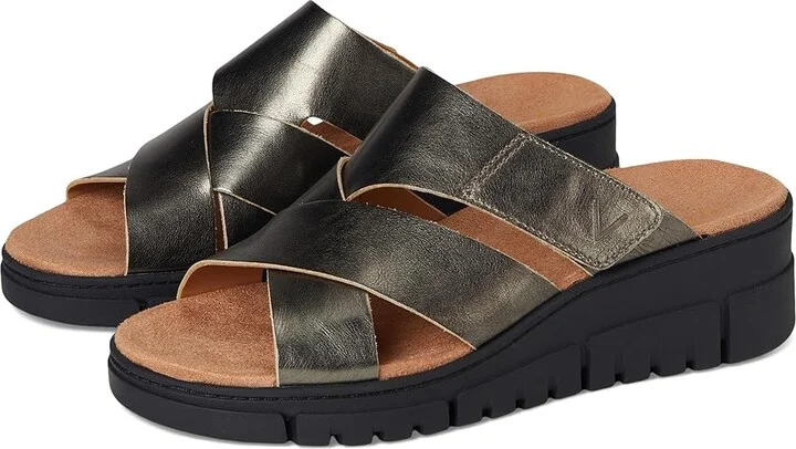 VIONIC Uptown Sunset Women's Wedge Shoes Gunmetal Leather : 9.5 M