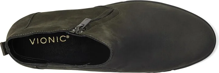 VIONIC Uptown Sur Booties Women's Boots Dark Khaki/Green Nubuck : 10 M, Leather - Image 2