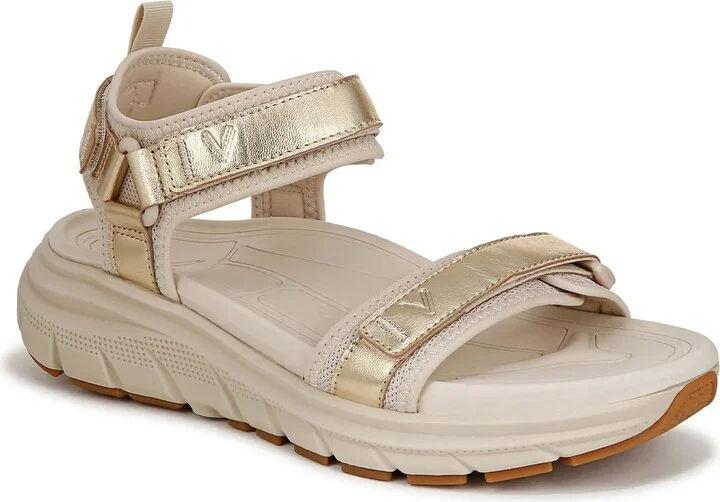 Beige/Gold Metallic Leather