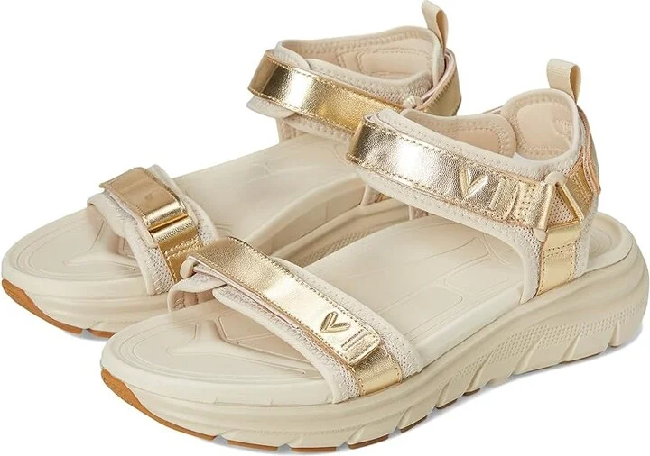 VIONIC Walk Max Wanderer Women's Wedge Shoes Gold Leather : 7 W, Leather/Rubber