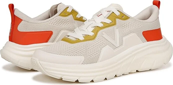 VIONIC Walk Max Women's Shoes Cream/Tangerine Tango White PU : 10 W