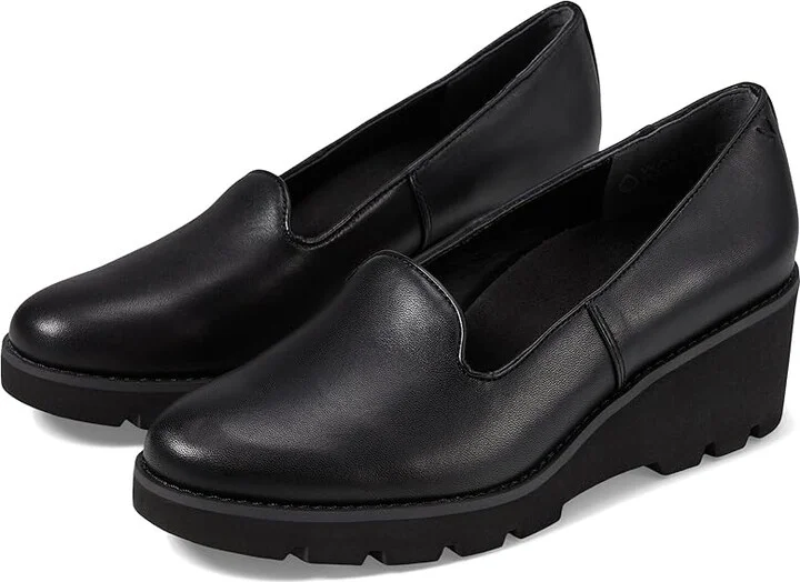 VIONIC Willa Wedge Women's Shoes Black Leather : 10 M