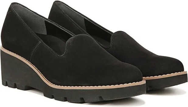 VIONIC Willa Wedge Women's Shoes Black Suede : 10 M