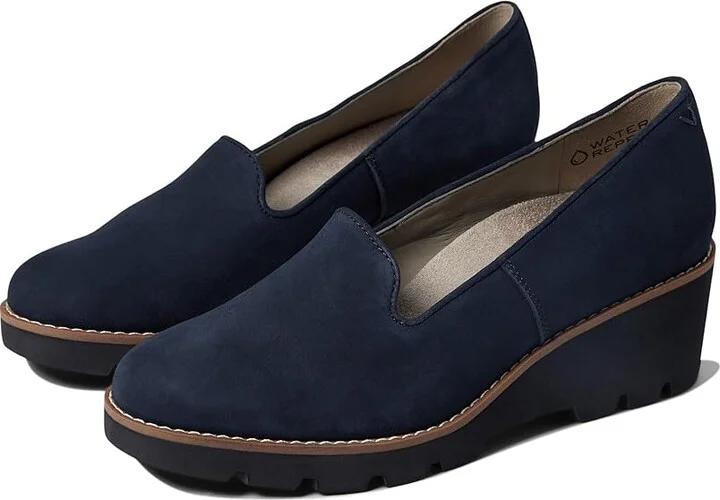 VIONIC Willa Wedge Women's Shoes Navy Suede : 10 M