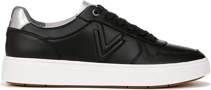 Vionic Womens Kimmie Court Sneakers - Black silver leather - Image 2