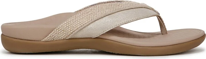 Vionic Womens Shore Thong Sandals - Beige gold leather / canvas - Image 3