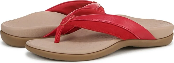 Vionic Womens Shore Thong Sandals - Beige gold leather / canvas - Image 4
