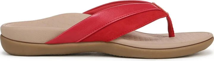 Vionic Womens Shore Thong Sandals - Beige gold leather / canvas - Image 5