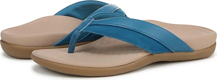Vionic Womens Shore Thong Sandals - Beige gold leather / canvas - Image 6