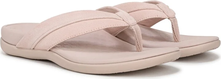 Vionic Womens Shore Thong Sandals - Beige gold leather / canvas - Image 8