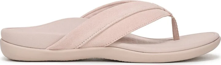 Vionic Womens Shore Thong Sandals - Beige gold leather / canvas - Image 9