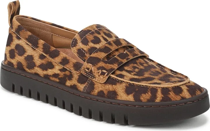 Tan Leopard Suede Leather