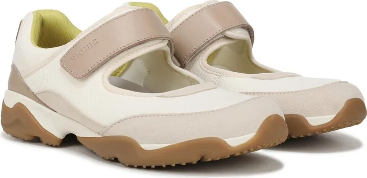 Vionic Womens Walk Slim Giselle Walking Shoes - Ivory/ gold leather suede - Image 2