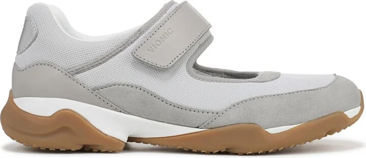Vionic Womens Walk Slim Giselle Walking Shoes - Ivory/ gold leather suede - Image 5