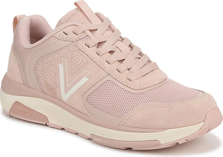 Vionic Womens Walk Strider 001 Walking Shoes - Cameo rose suede mesh