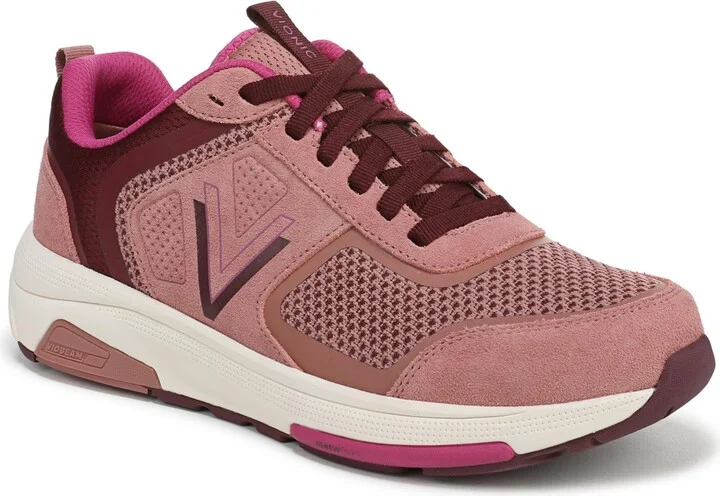 Vionic Womens Walk Strider Knit Walking Shoes - Cinder rose knit/suede