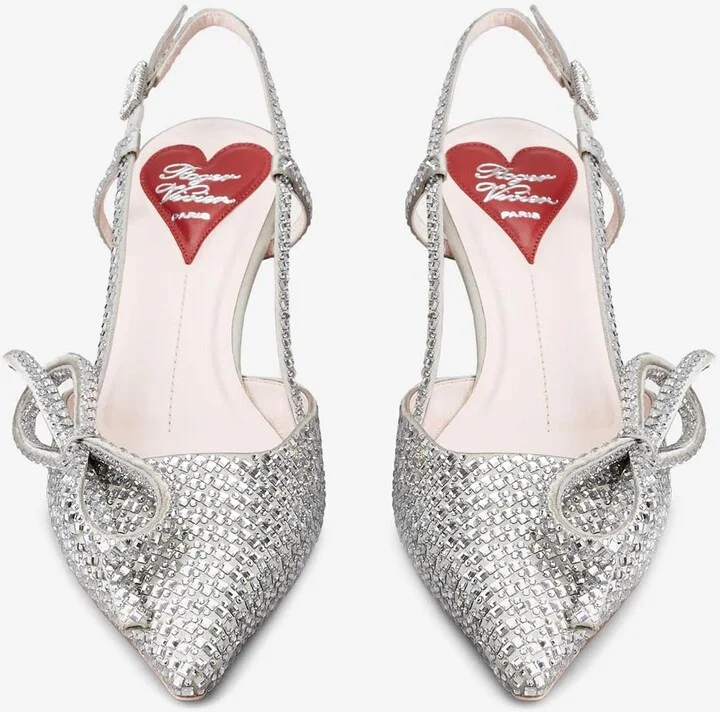 Virgule 55 Bow Crystal Embellished Slingback Pumps - Image 2