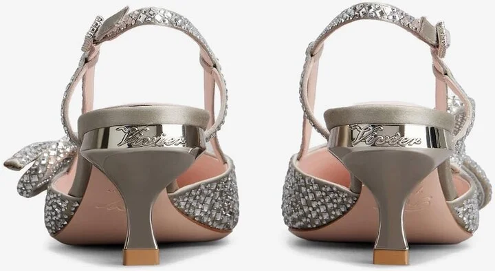 Virgule 55 Bow Crystal Embellished Slingback Pumps - Image 3