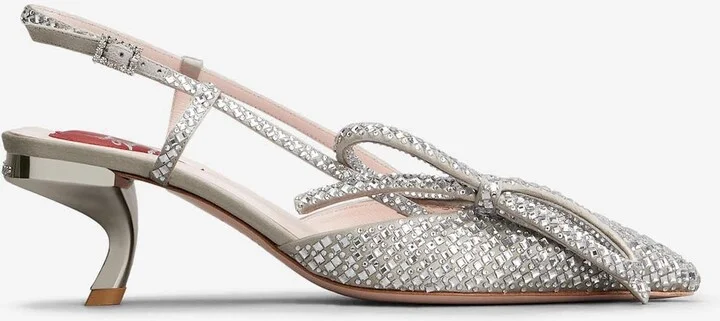 Virgule 55 Bow Crystal Embellished Slingback Pumps