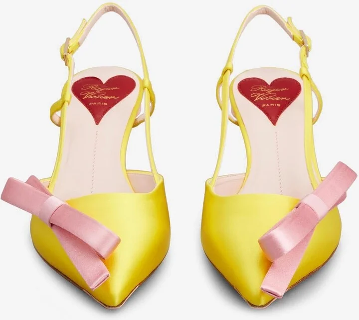 Virgule 55 Bow Slingback Pumps in Satin - Image 2