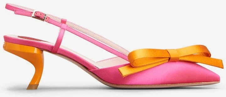 Virgule 55 Bow Slingback Pumps in Satin