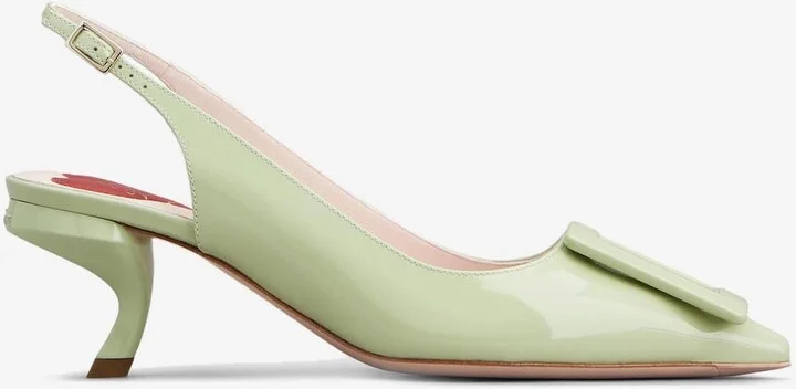 Virgule 55 Buckle Slingback Pumps in Patent Leather