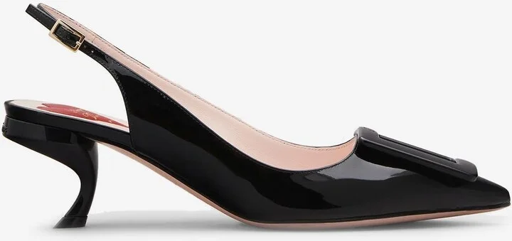 Virgule 55 Buckle Slingback Pumps in Patent Leather